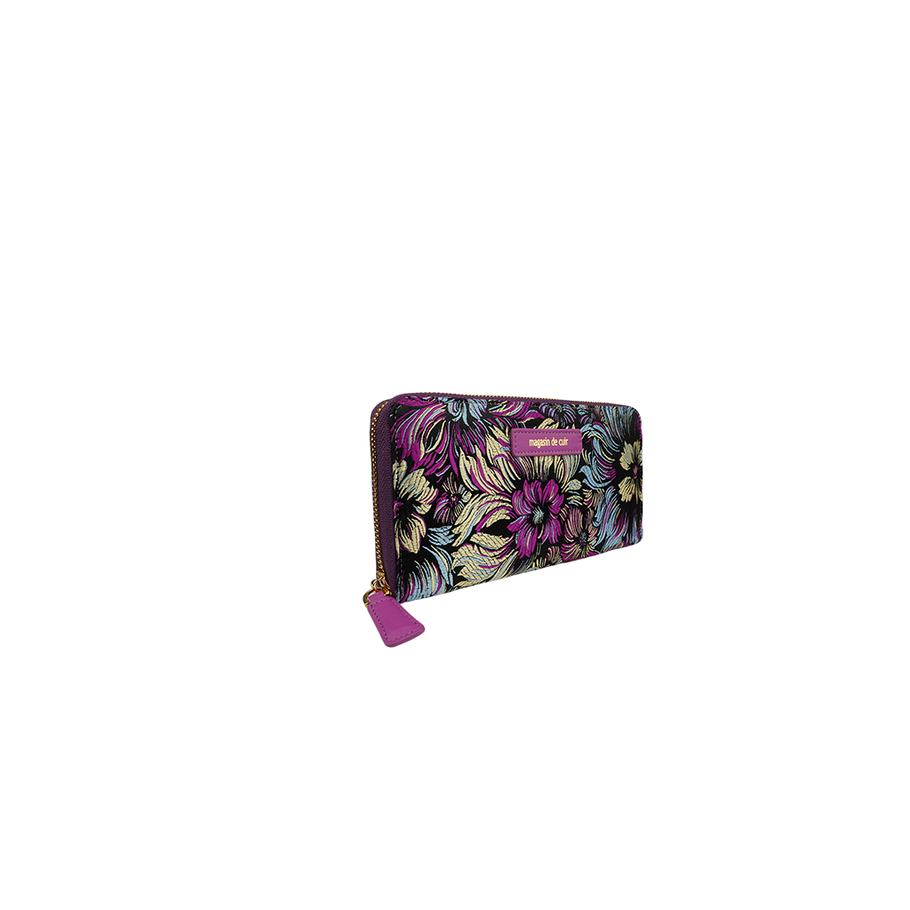 Magasin de Cuir Purple Zip-Around Wallet