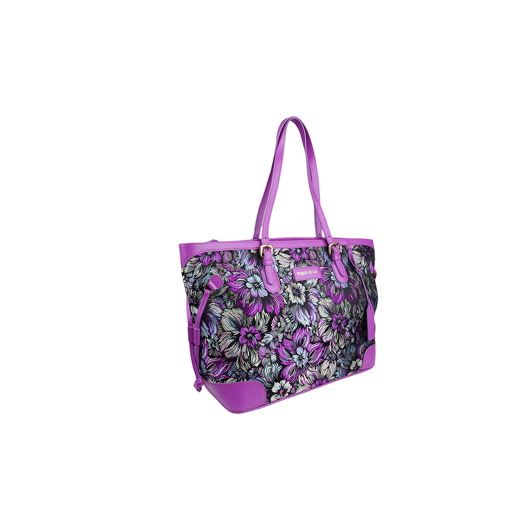 Magasin de Cuir: Silk and genuine cowhide tote bag "La.Vel"